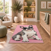 French Bulldog in Sunglasses rug in a nursery with a crib and armchair