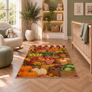 Farmers Market Stand rug in a nursery with a crib and armchair