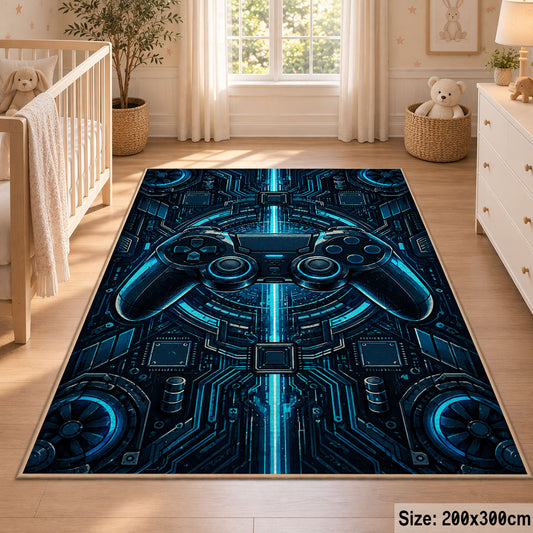 Blue Circuit Controller Area Rug shown in room setting, view 3