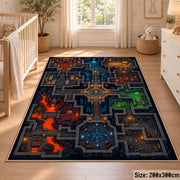 Colorful Dungeon Maze Area Rug shown in room setting, view 3