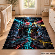 Neon Sci-Fi Battle Area Rug shown in room setting, view 3