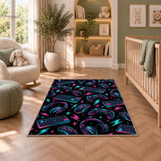 Gaming Gear Pattern rug in a nursery with a crib and armchair