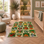 Checkered Garden Rug in a nursery with a crib and armchair