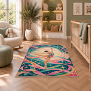 Rhythmic Gymnastics Hoop Rug in a nursery with a crib and armchair