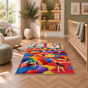 Kids Gymnastics Gym Rug in a nursery with a crib and armchair
