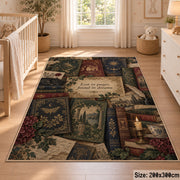 Botanical Vintage Books Area Rug shown in room setting, view 3