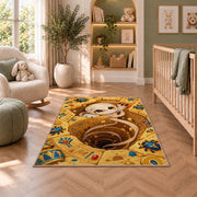 Cute mummy Egyptian tomb area rug in a nursery seating area