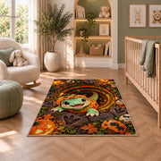 Cute dinosaur pumpkin costume area rug in a nursery seating area