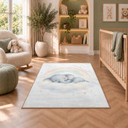 Sleeping Elephant Rainbow Rug, Soft Pastel Nursery Area Carpet for Baby Bedroom and Kids Decor - image 3