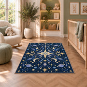 Navy Celestial Star Rug, Moon and Gold Star Area Carpet for Kids Bedroom and Dreamy Room Decor - image 3