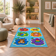 Colorful Sea Creature Shapes Rug, Blue Ocean Area Carpet for Kids Bedroom and Playroom Decor - image 3