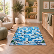 Ice Blue Winding Road Rug, Snowy Town Map Area Carpet for Kids Bedroom and Playroom Decor - image 3
