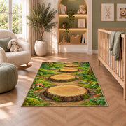 Woodland Tree Stump Path Rug, Green Forest Area Carpet for Kids Bedroom and Nature Room Decor - image 3
