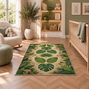 Cream Tropical Leaf Mandala Rug, room view 3