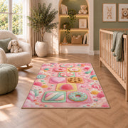 Pink Garden Shapes Rug, room view 3