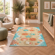 Pastel Peach Floral Mandala Rug, room view 3