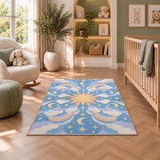 Blue Cream Floral Medallion Rug, room view 3