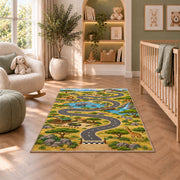 Green Countryside Road Rug, room view 3
