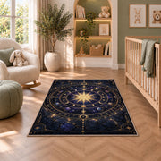 Golden Celestial Circle Rug, room view 3