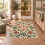 Terracotta Floral Leaves Rug, room view 3