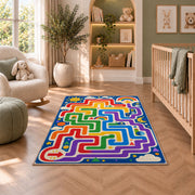 Rainbow Maze Lines Rug, room view 3