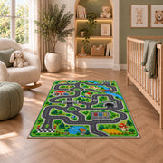 Green City Road Network Rug, Printed Area Carpet for Kids Bedroom and Cozy Living Room Decor - image 3