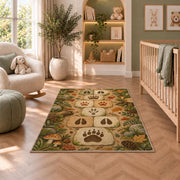Woodland Paw Trail Rug, Printed Area Carpet for Kids Bedroom and Cozy Living Room Decor - image 3
