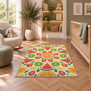 Bright Fruit Medallion Rug, Printed Area Carpet for Kids Bedroom and Cozy Living Room Decor - image 3