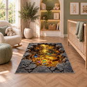 Golden Stone Vortex Rug, Printed Area Carpet for Kids Bedroom and Cozy Living Room Decor - image 3