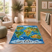 Wildlife Continent Map Rug, Printed Area Carpet for Kids Bedroom and Cozy Living Room Decor - image 3