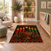 Kwanzaa Unity Cup Rug in a nursery with a crib and armchair