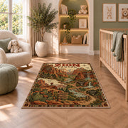 Zion Canyon trail map poster rug in a nursery seating area