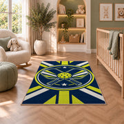 Crossed Pickleball Paddles Rug in a nursery with a crib and armchair