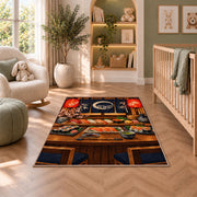 Sushi Bar Rug in a nursery with a crib and armchair