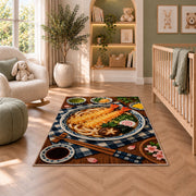 Tempura Udon Rug in a nursery with a crib and armchair