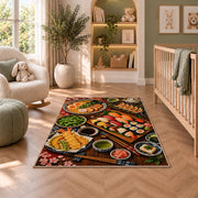 Japanese Feast Rug in a nursery with a crib and armchair