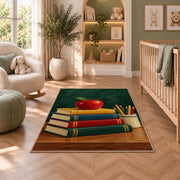 Teacher Apple Rug in a nursery with a crib and armchair