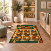 Classroom Desks Rug in a nursery with a crib and armchair