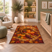 Cornucopia Harvest Rug in a nursery with a crib and armchair