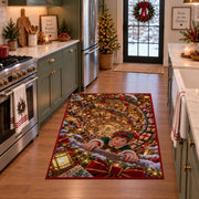 Christmas Elf Toy Workshop Rug in a festive kitchen