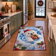 Cute Polar Bear Gift Christmas Rug in a festive kitchen