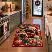 Santa Hat Christmas Rug in a festive kitchen