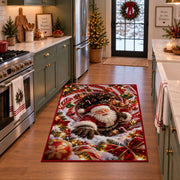 Santa Christmas Rug in a festive kitchen