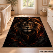 Dark Lion Portrait area rug in black, bronze and ember orange, view 3
