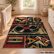 Vinyl Turntable Street Music area rug in rust, navy and cream, view 3