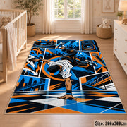Breakdance Street Art area rug in electric blue, orange and black, view 3