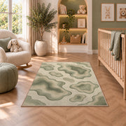 Organic Pebble Area Rug, Sage Green Abstract Stone Pattern Rug, Calm Modern Room Decor - Image 3