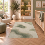Abstract Pebble Area Rug, Sage Green Organic Shapes Rug, Soft Neutral Modern Room Decor - Image 3