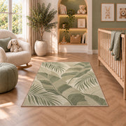Tropical Leaf Area Rug, Sage Green Botanical Pattern Rug, Calm Nature Inspired Room Decor - Image 3