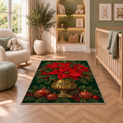 Poinsettia Brass Pot rug in a nursery with a crib and armchair